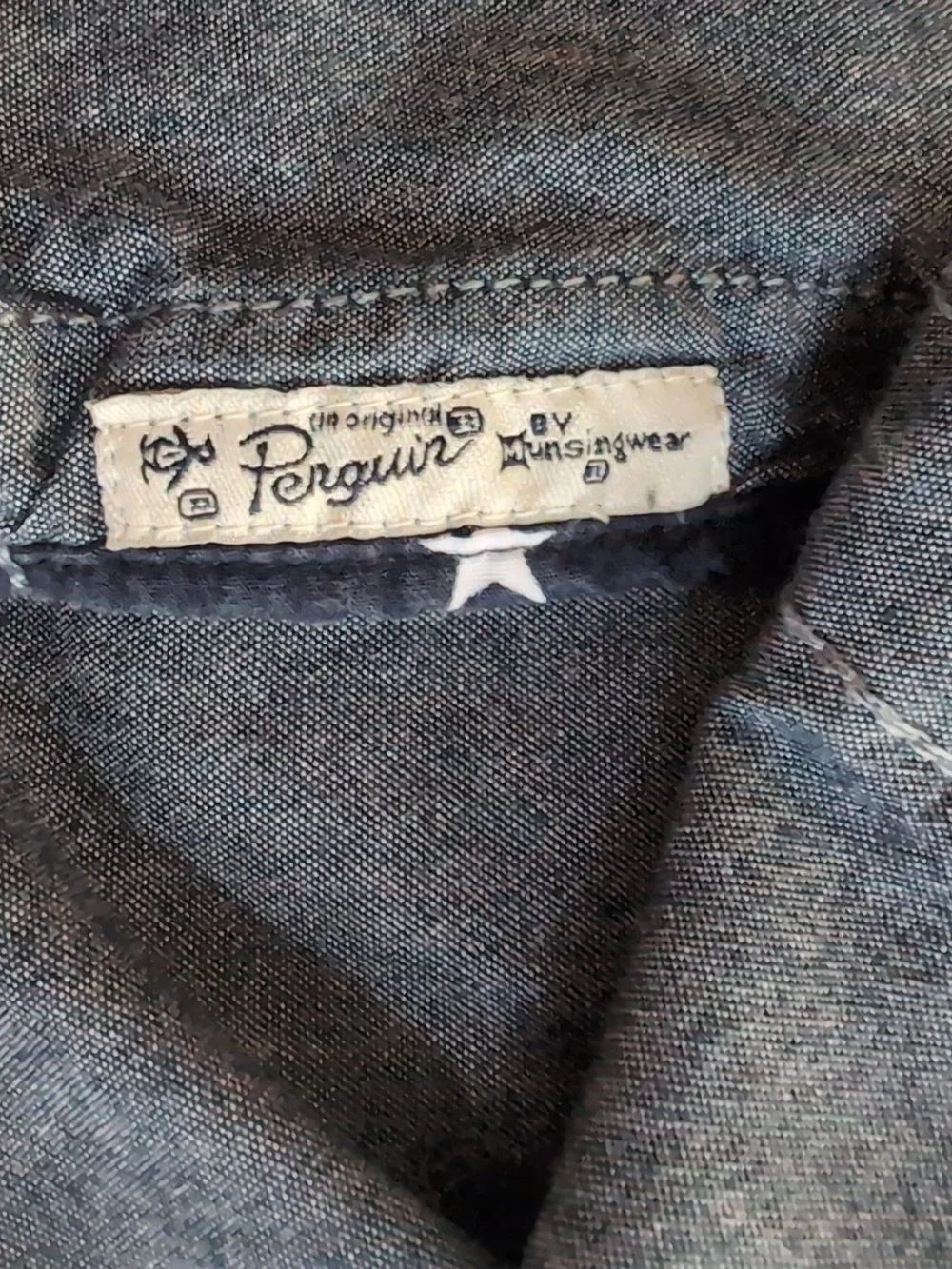 Original Penguin Boys Chambray Button-Down Shirt with Star Pocket - Blue